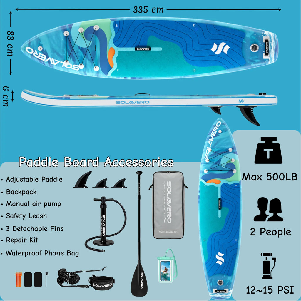 Stand Up Paddle Board, Inflatable Paddle Board with Premium Accessories, SUP Board with Non-Slip EVA Deck, Suitable for Sea Lake
