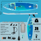Stand Up Paddle Board, Inflatable Paddle Board with Premium Accessories, SUP Board with Non-Slip EVA Deck, Suitable for Sea Lake