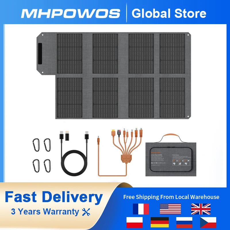 120W 80W 40W Portable Solar Panel 23.5% High Efficiency Foldable Solar Charger for Camping, RV, Emergency Power Supply
