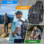 Fishing Backpack With Fishing Rod, Reel &Tackle Boxes, Waterproof Sling Bag