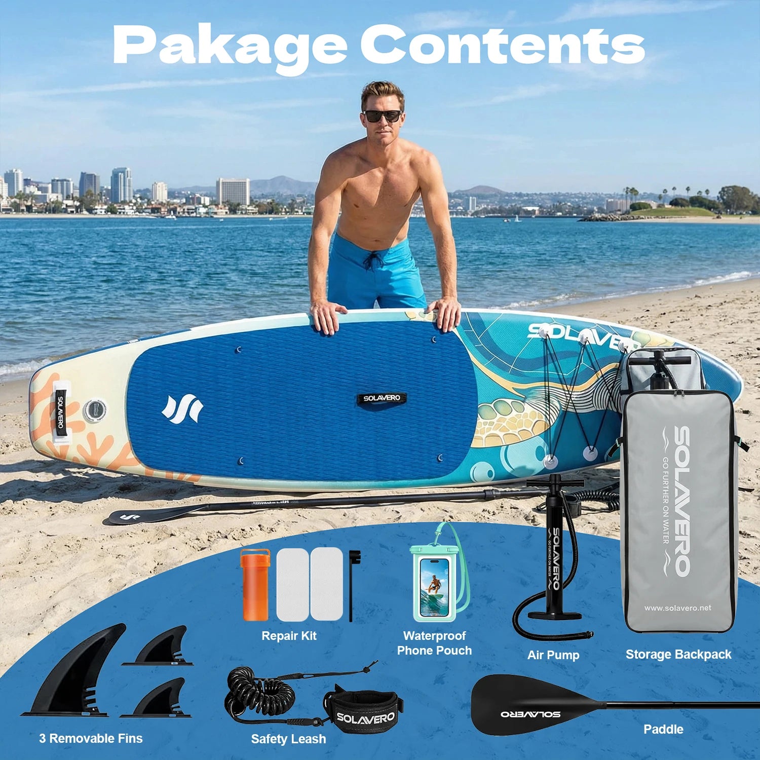 Stand Up Paddle Board, Inflatable Paddle Board with Premium Accessories, SUP Board with Non-Slip EVA Deck, Suitable for Sea Lake