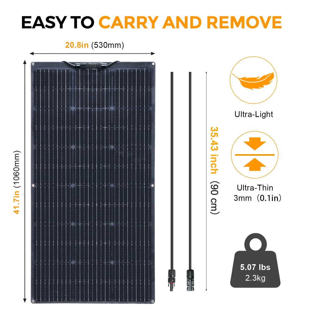 12V 50W, 19.8V 100W Flexible Photovoltaic Solar Panels, Battery Charger For Car, Boat, Camper, Campsite