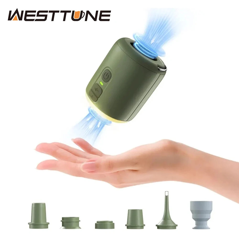 Tiny Air Pump with Camping Lantern 4.5kPa Air Pump with Magnetic Design for Inflatable Air Mattress Sleeping Pads