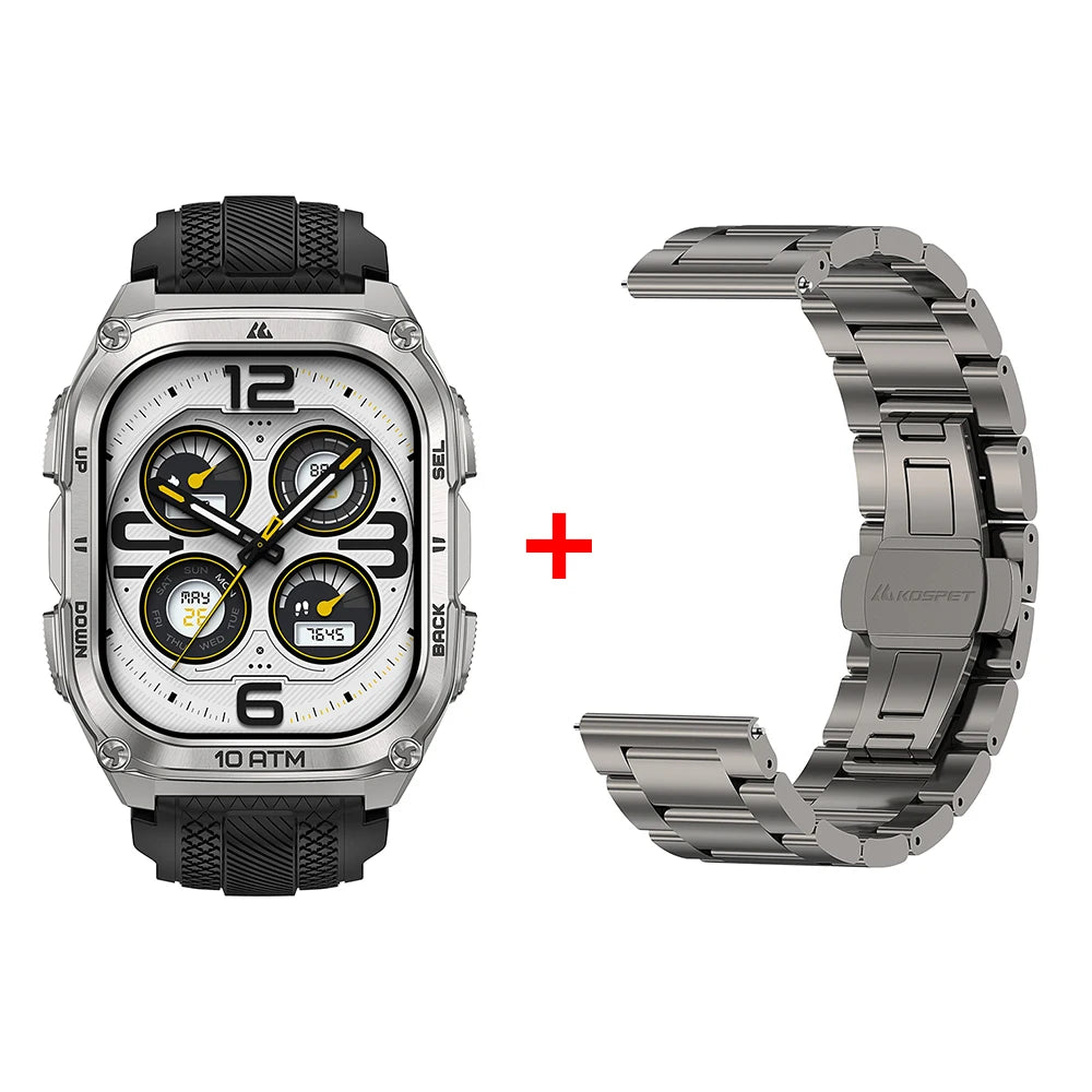Smart Watch Stainless Steel 6-Sat GPS Offline Maps 10ATM Waterproof 45M Dive 24/7 Health Monitor for Android iOS