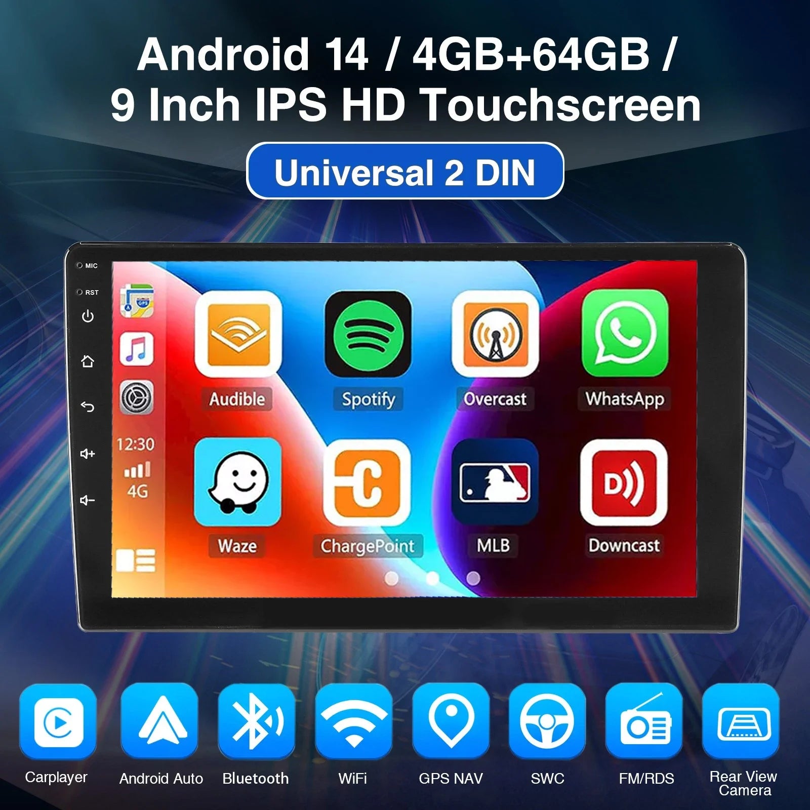 7", 9" or 10“ 2 DIN Android 15 4 GB Plus 64GB Multimedia Player GPS Navigation Tablet With Bluetooth And WIFI