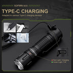70.3 HI LED Flashlight Tactical 5200lm Powerful 21700 USB C Rechargeable Torch with Tail E-switch Outdoor Light