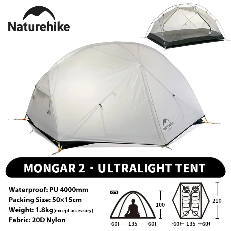 2 Person Backpacking Tent 210T Ultralight Travel Tent Waterproof Hiking Survival Outdoor Camping Tent