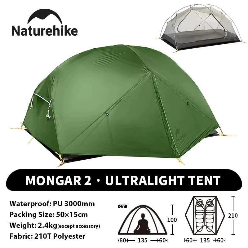 2 Person Backpacking Tent 210T Ultralight Travel Tent Waterproof Hiking Survival Outdoor Camping Tent