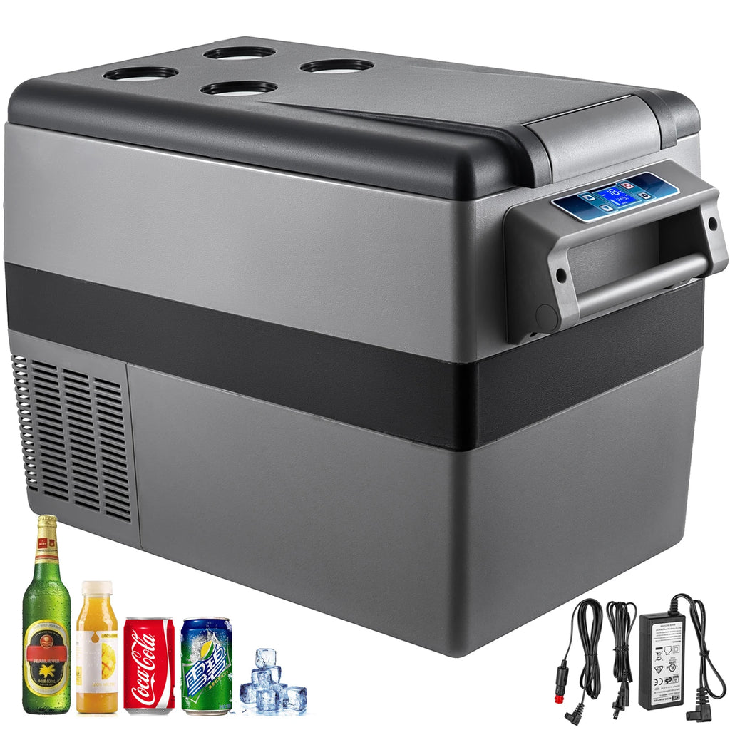 Portable Car Refrigerator, Mini Fridge With Freezer, With Built In Compressor Uses DC OR 110-240V, For Camping
