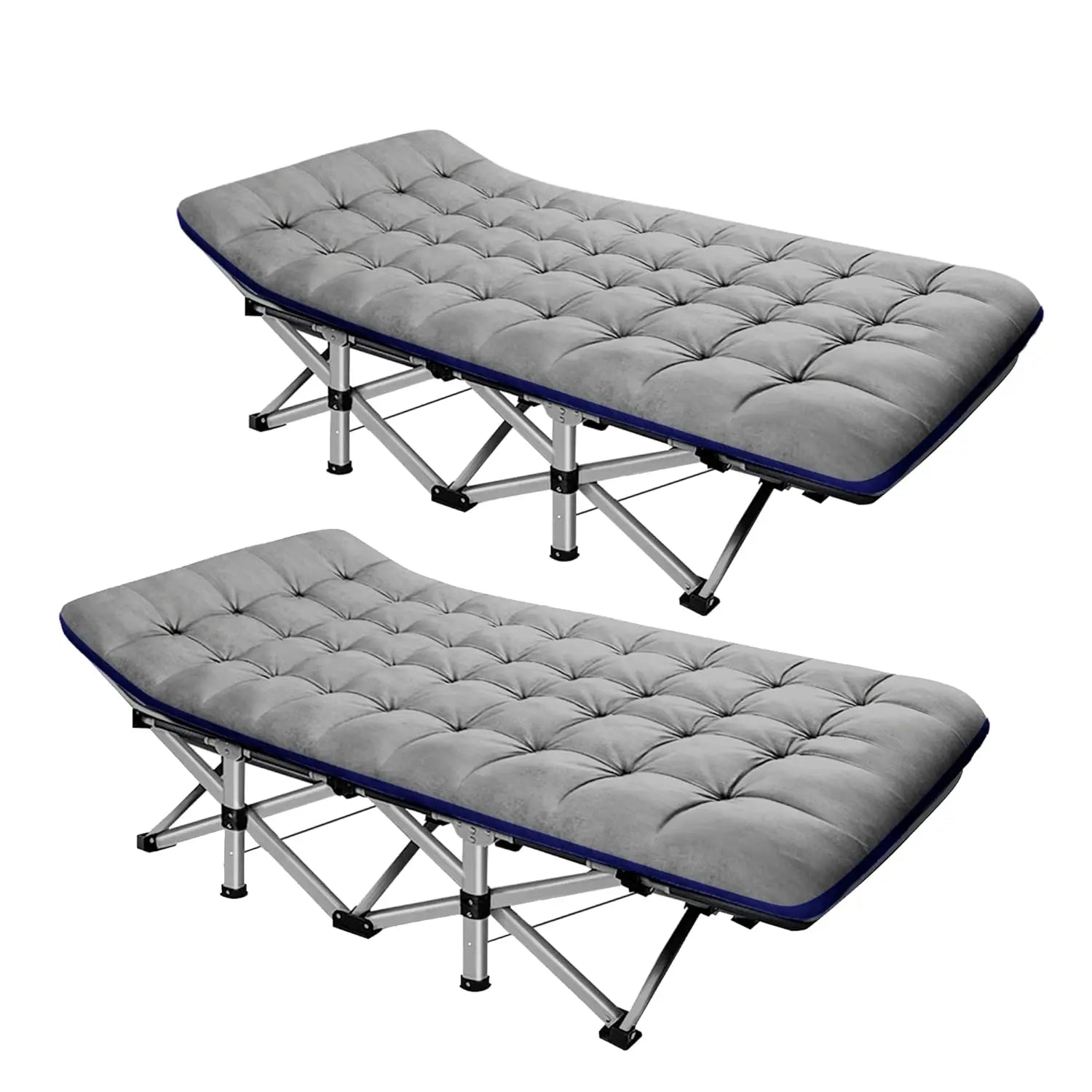 2PK XXL Camping Cot for Adults 900LBS  Oversized Folding Bed with Mattress Pad, Heavy Duty 1200D Oxford, Customized