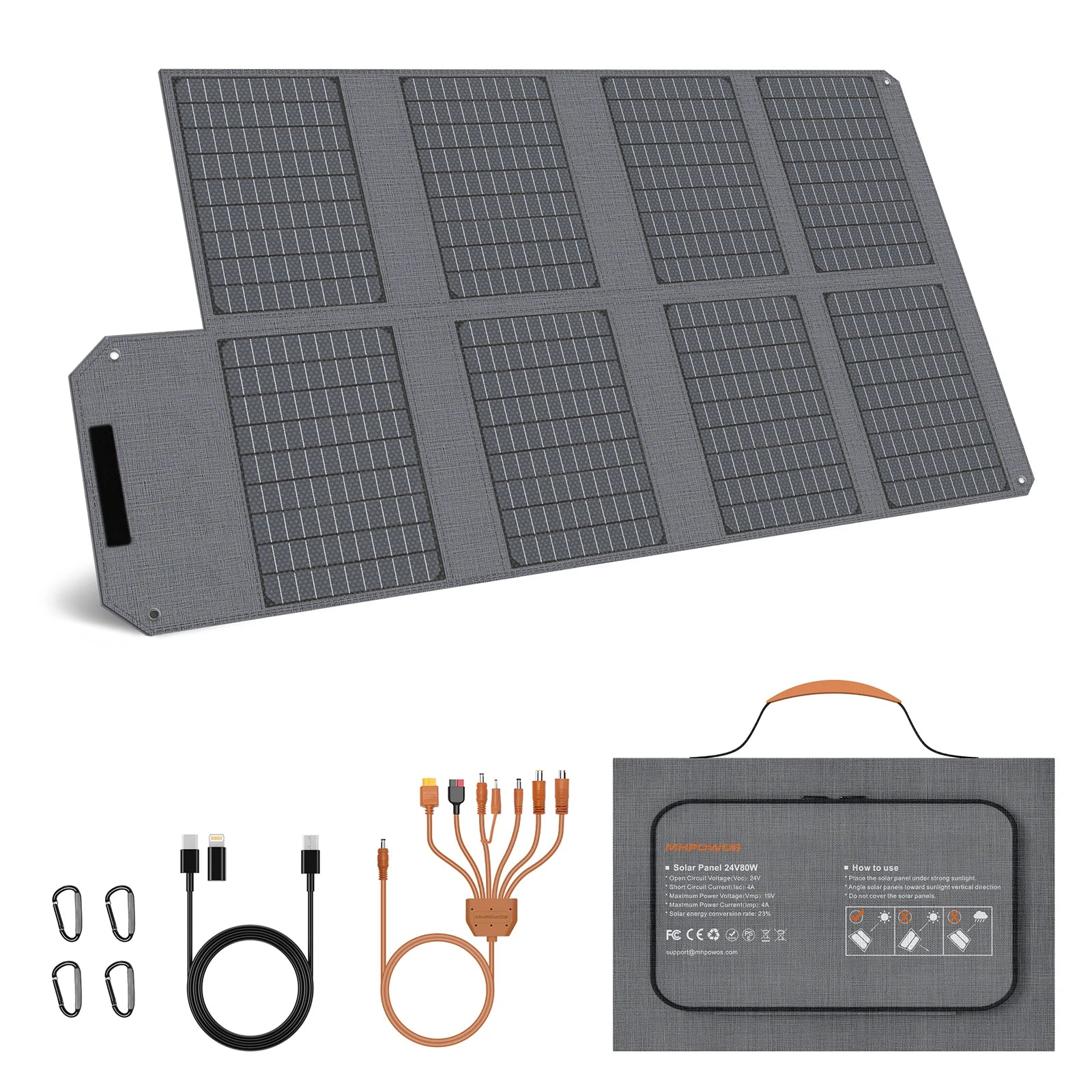 120W 80W 40W Portable Solar Panel 23.5% High Efficiency Foldable Solar Charger for Camping, RV, Emergency Power Supply