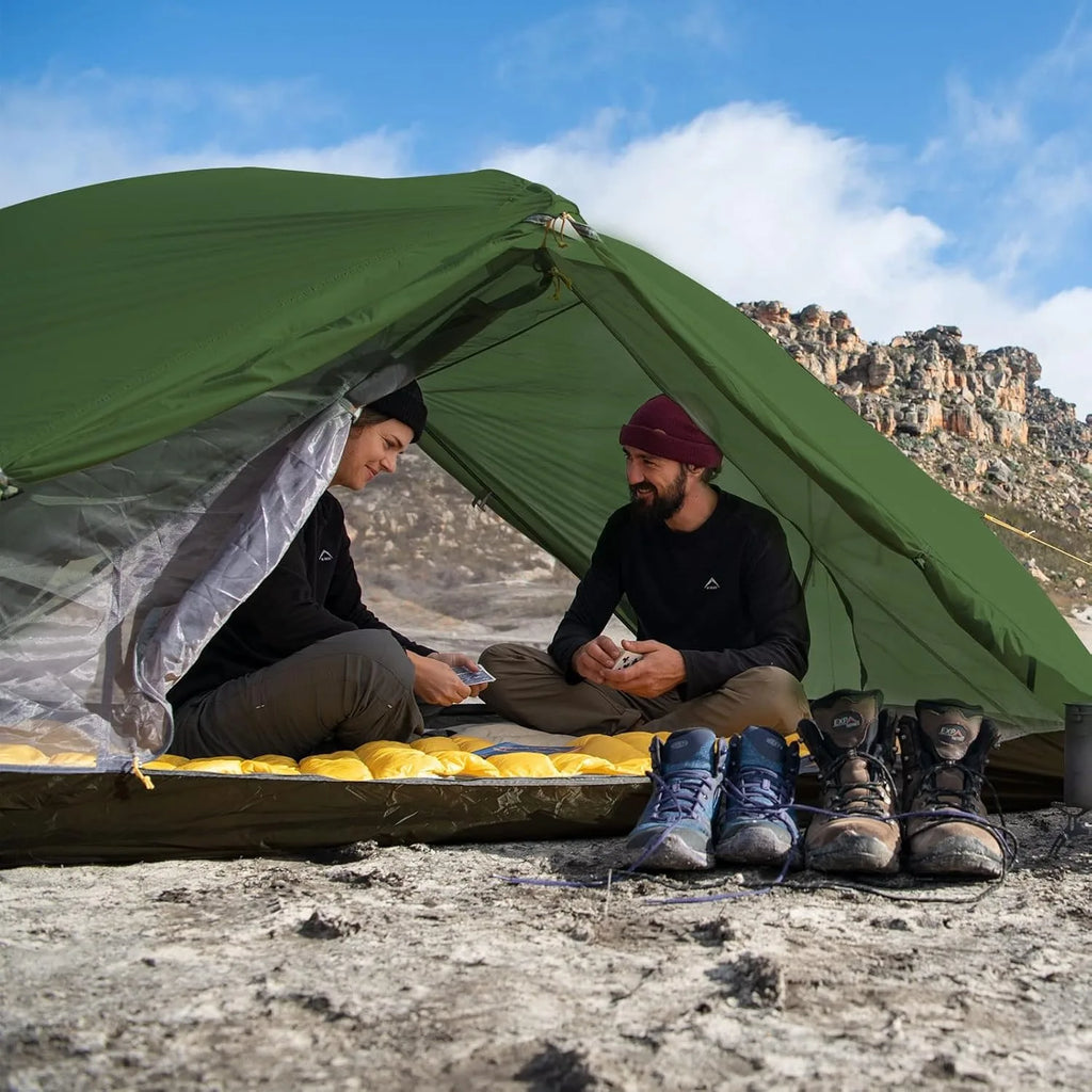 2 Person Tent 20D Nylon 210T Waterproof Ultralight Camping Hiking Tent with Mat Backpacking Travel Tent