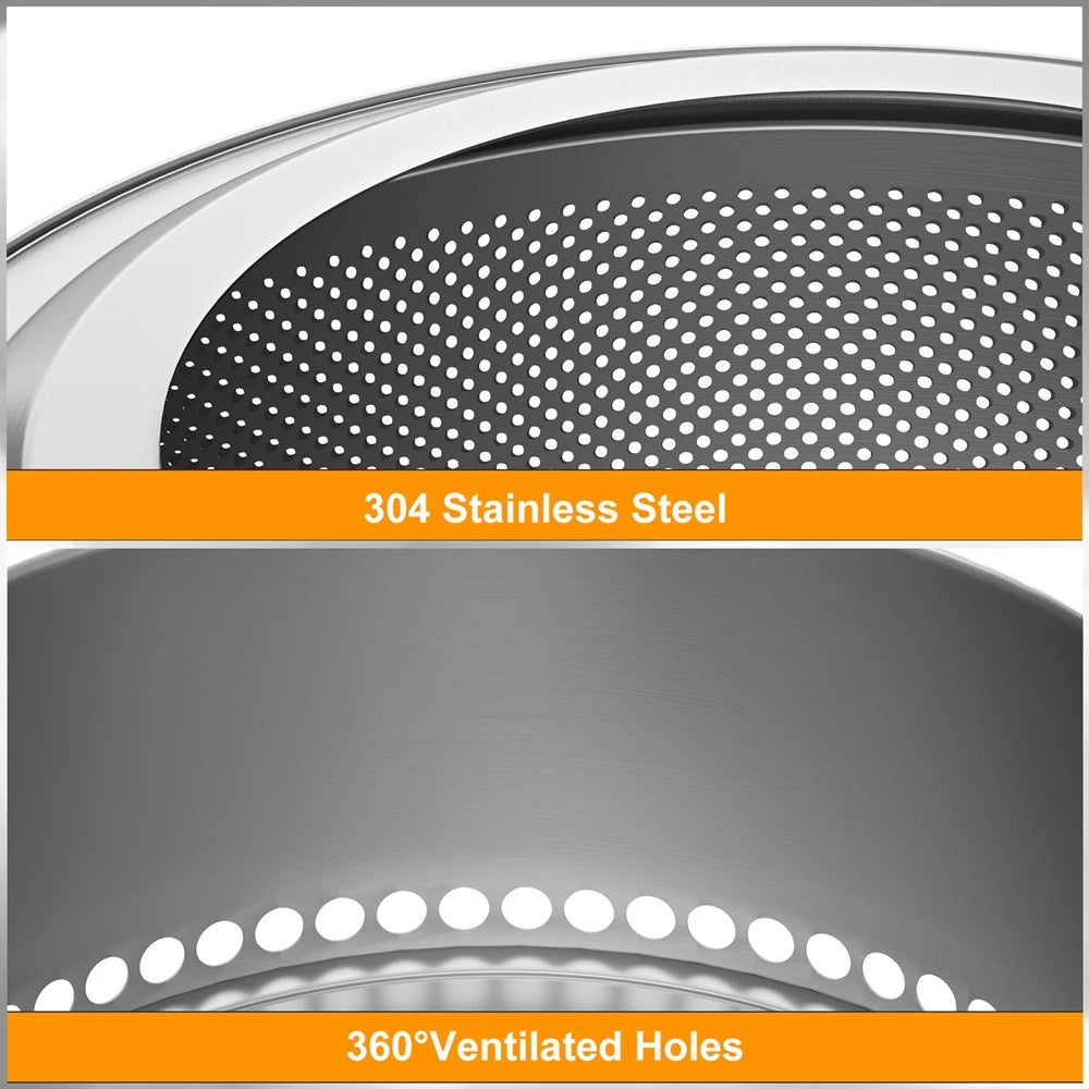 19 Inch Smokeless Fire Pit for Outdoor Wood Burning,  Portable 304 Stainless Steel Camping Stove , Perforated  Fireplace