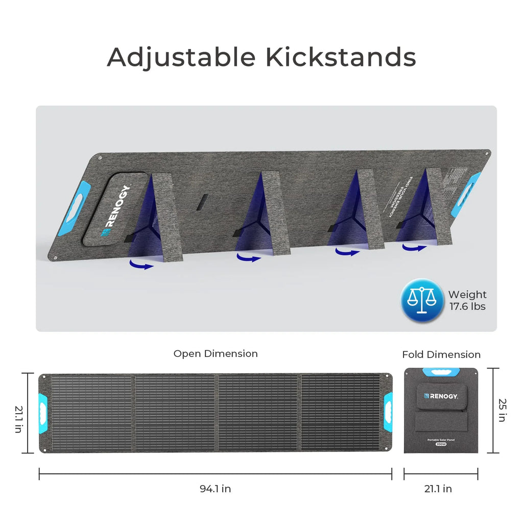 200W Portable Solar Panel, IP65 Waterproof Foldable Solar Panel Power Backup, Solar Charger for Power Station RV Camping