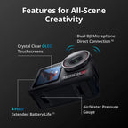 Waterproof Action Camera with 1/1.3" Sensor, 4K/120fps Video, Subject Tracking, Stabilization