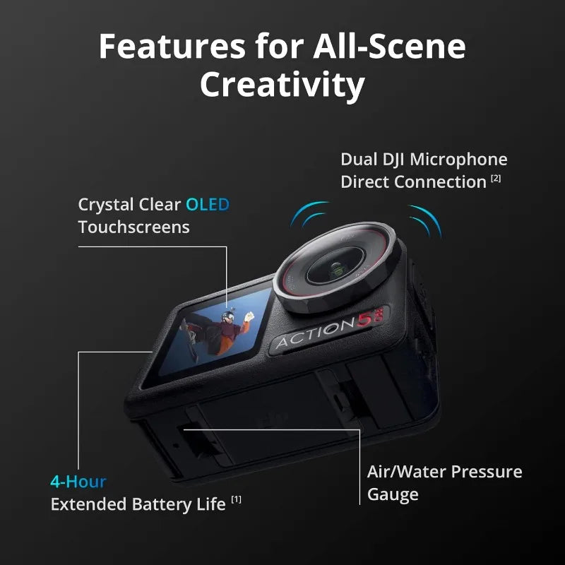 Waterproof Action Camera with 1/1.3" Sensor, 4K/120fps Video, Subject Tracking, Stabilization
