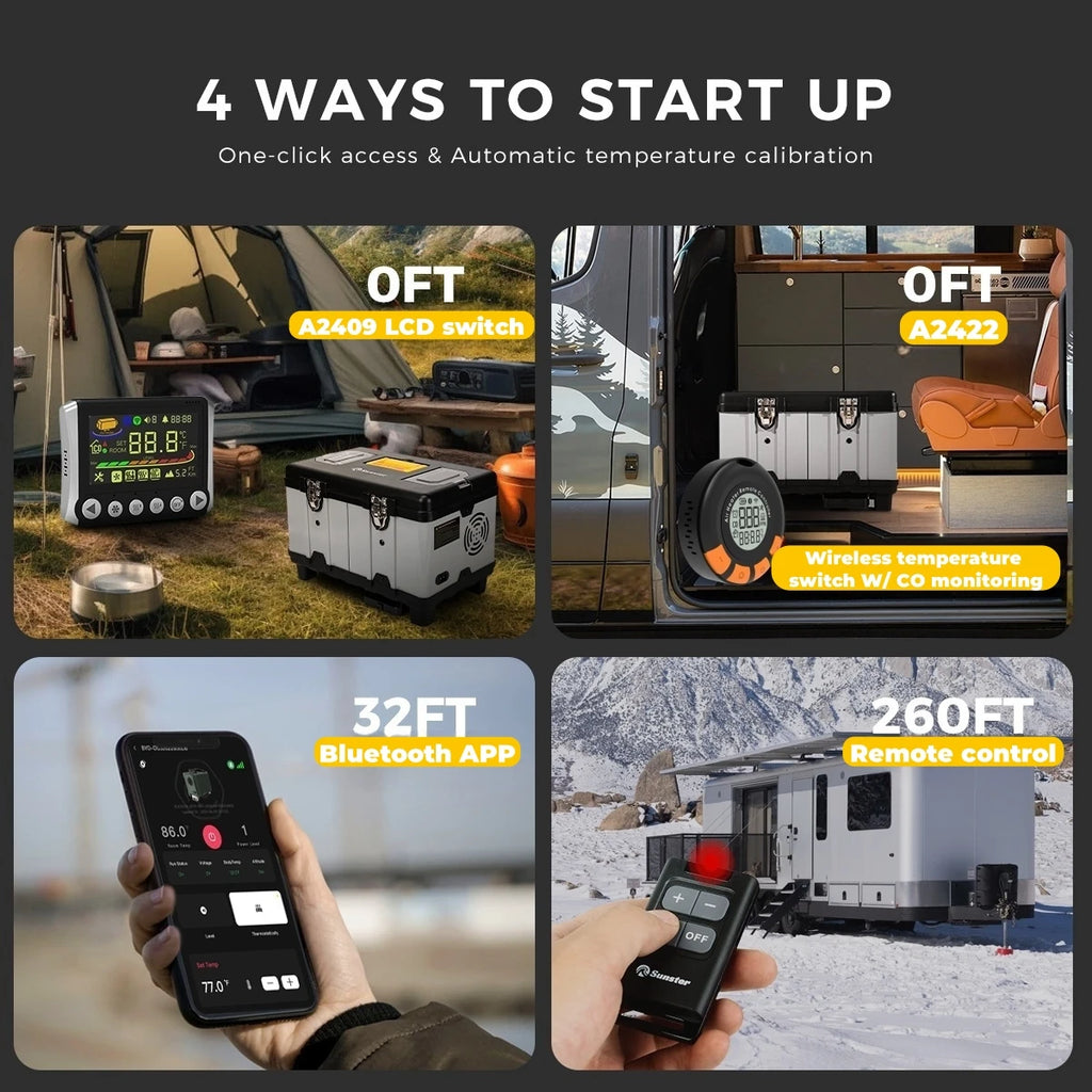8KW Bluetooth APP Control Diesel Air Heater 12V/24V/220V Car OR Camp Heater With CO Monitor/LCD/Remote Control