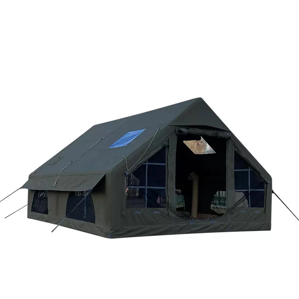 Large Luxury Inflatable Glamping Tent with Manual Hand Pump, Easy Setup 4 Season Anti-Snow Spacious Family Shelter, Weatherproof Air Tent for Outdoor Camping, Backyard Party & Wilderness Adventure
