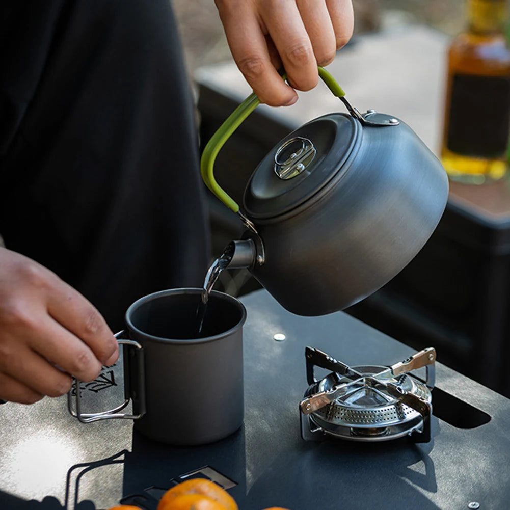 3PCS Cookware Set Pot Pan Kettle Set Portable Cooker Set For 2-3 Person With Mesh Bag For Camping Backpacking Outdoor Picnic