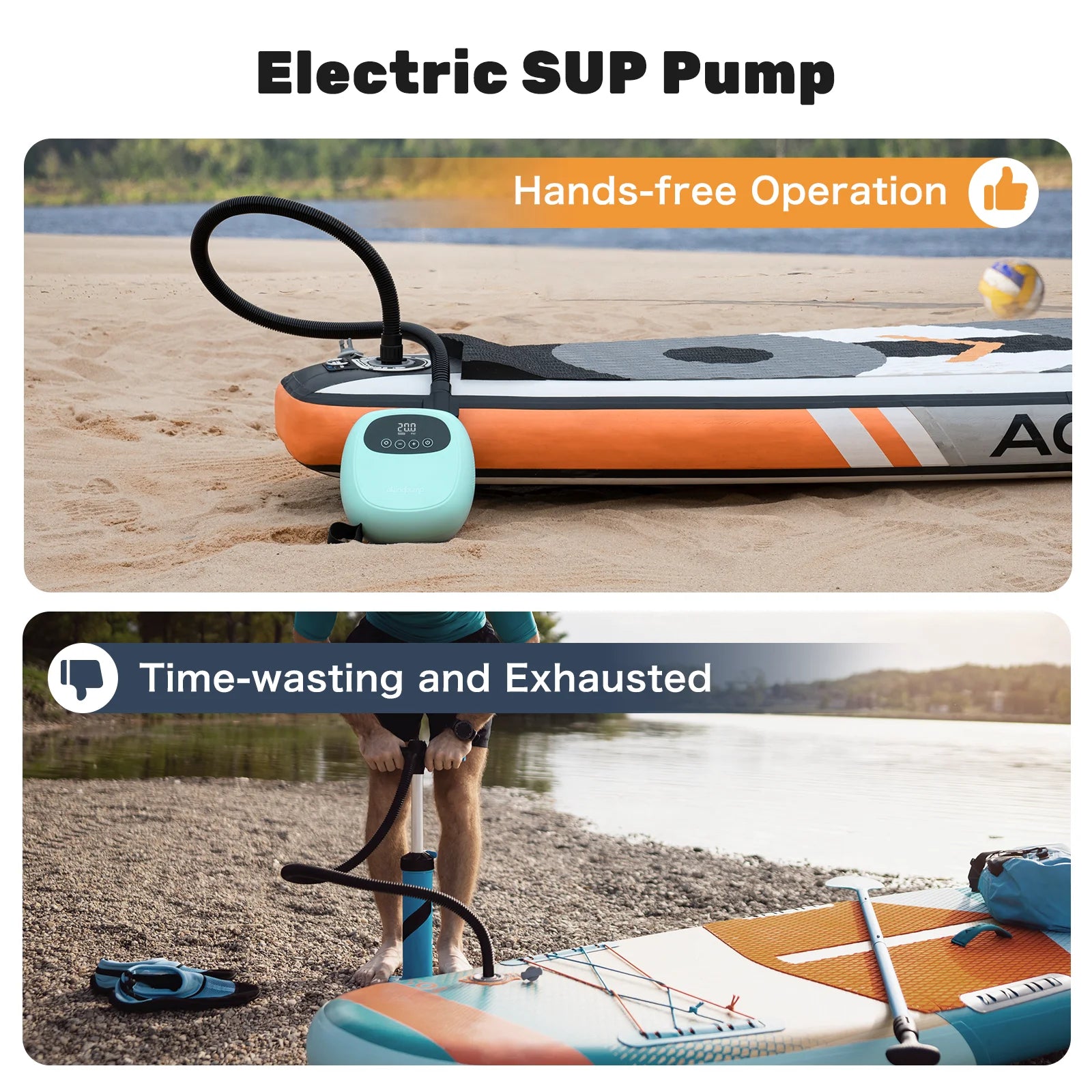 Electric 20PSI SUP Pump 38.48Wh Battery Paddle Board Inflation for Kayak Boat Tent Surfing Board Stand Up