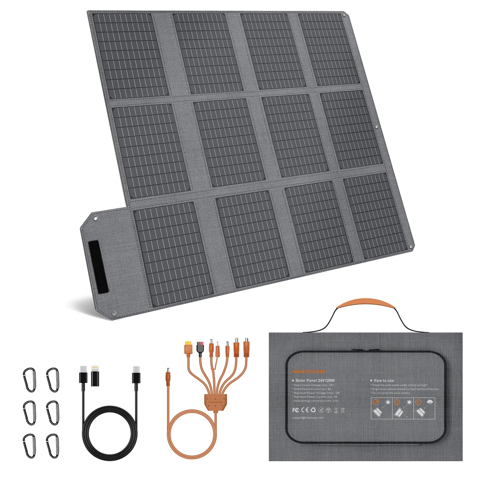 120W 80W 40W Portable Solar Panel 23.5% High Efficiency Foldable Solar Charger for Camping, RV, Emergency Power Supply