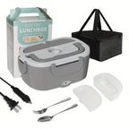 New US Standard Electric Lunch Box Double Compartment Portable Food Heater 110V-240V 12V 24V for Home Car Camping