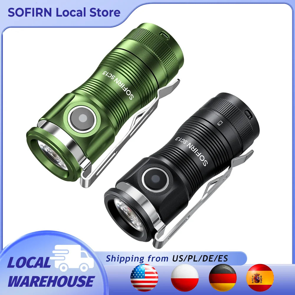 Mini SST40 LED 1300lm Tactical 18350 Rechargeable Flashlight 6000K Keychain Emergency Torch Led Light with Magnetic