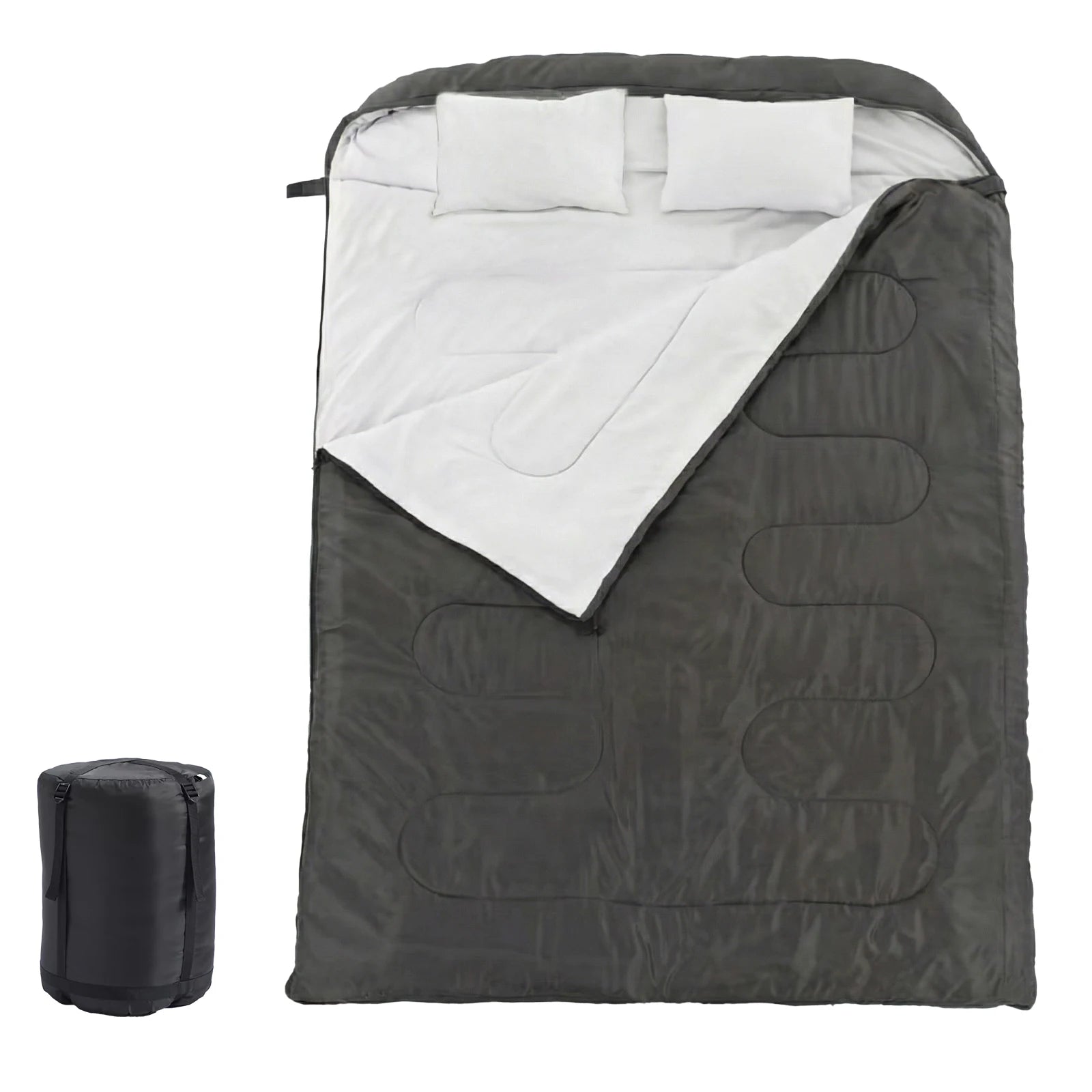 Double Sleeping Bag for Adults with Pillow Lightweight 3 Season Portable Compact Sleeping Bag for 2 Person Hiking Fishing