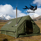 Large Luxury Inflatable Glamping Tent with Manual Hand Pump, Easy Setup 4 Season Anti-Snow Spacious Family Shelter, Weatherproof Air Tent for Outdoor Camping, Backyard Party & Wilderness Adventure