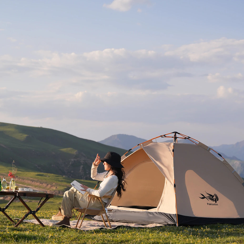 2-4 Person Automatic Pop Up Camping Tent, Instant Quick Setup Portable Windproof Tent, Lightweight Backpacking Shelter for Outdoor Travel Hiking Picnic