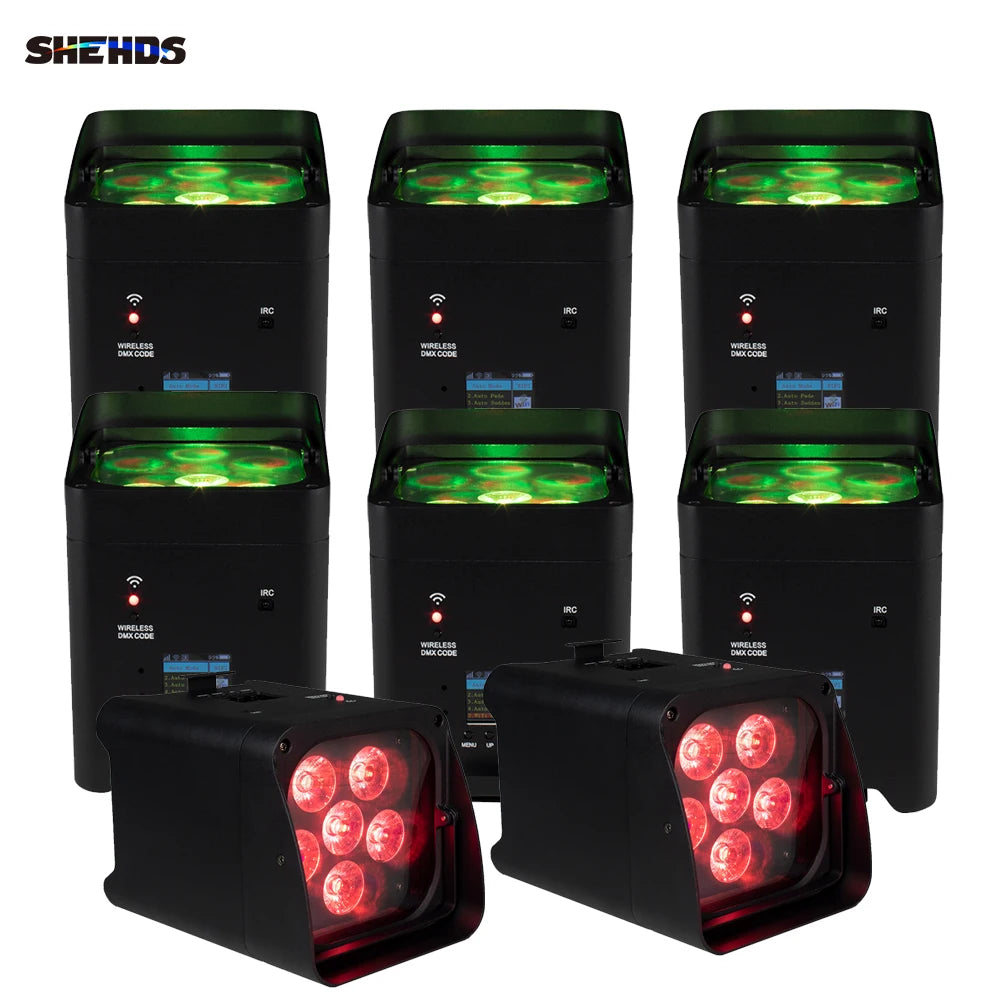 4Pcs/6pcs/8pcs Wireless Remote Control Wifi APP Smart LED Par 6x18W 6in1 RGBAW+UV Battery lamp