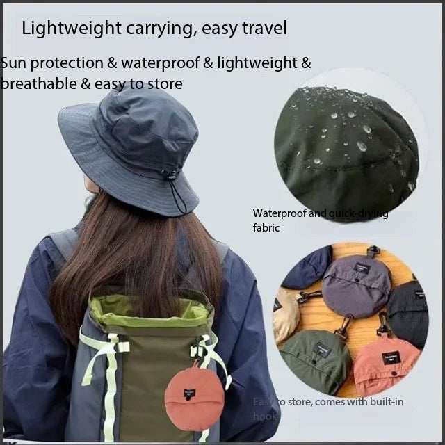 1PCWaterproof Fisherman Hat Can be Receivable Bag Basin Hat Summer Thin Quick-drying Outdoor Mountaineering Hat Men's Sun Hat fo