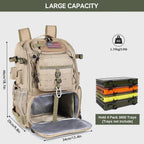 39L Fishing Tackle Backpack with Rod Holders & Cooler,Water-resistant,  Gear Storage Bag