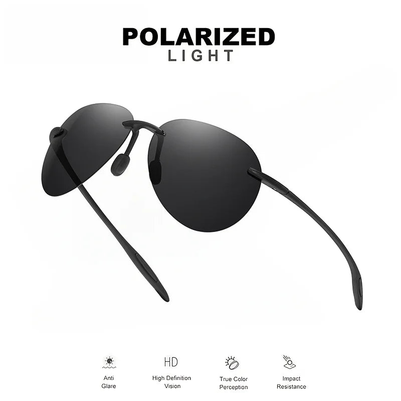 Ultra Light 12g TR90 Frameless Polarized Aviator Sunglasses - Flexible & Comfort Fit Unisex for Driving, Fishing, Outdoor