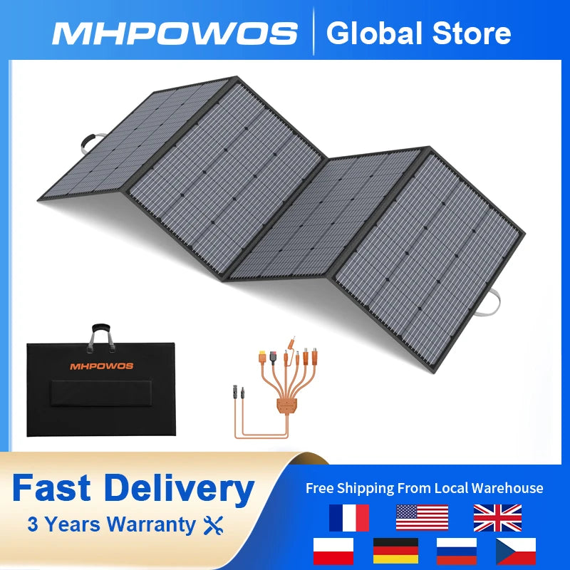 400W Portable Solar Panel 31 V Foldable Solar Panels Charger with 7 in 1 Solar Cable for Camping , Outdoor, Powerstation