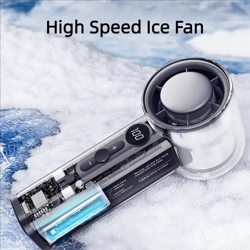 Semiconductor Refrigeration High-speed Handheld Electric Fan 3000mAh USB Portable Rechargeable Outdoor Small Fan
