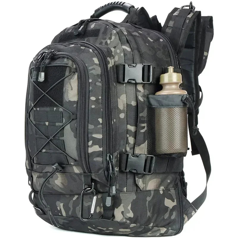 Extra Large 60L Tactical Water Resistant Backpack For Men & Women, For Camping, Fishing, Hiking, Travel & Laptop