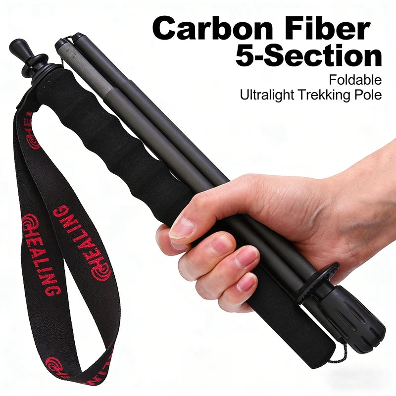 2PCs Trekking Poles Carbon Fiber 115g Ultra-Light For Hiking & Camping. Foldable Outdoor Gear