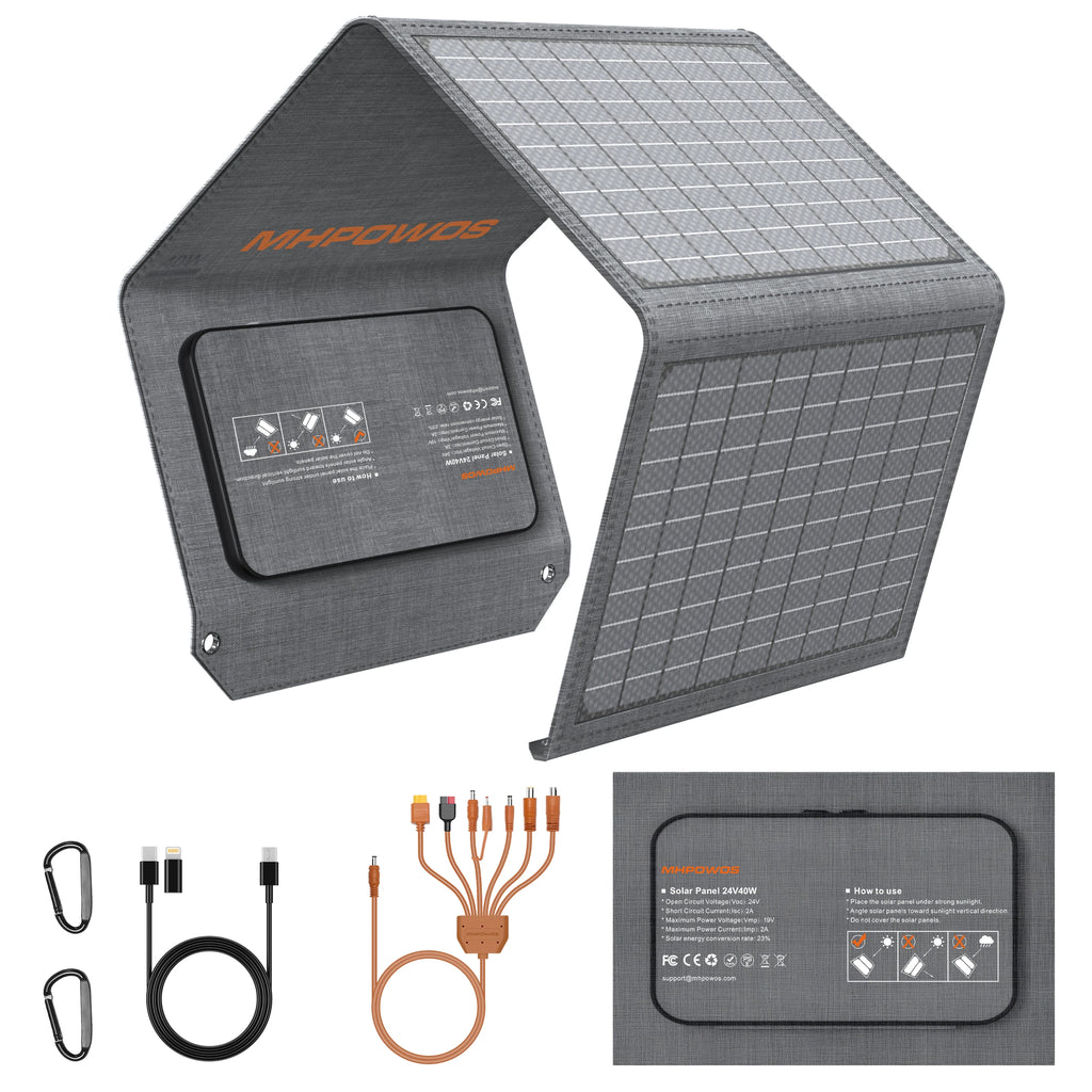 120W 80W 40W Portable Solar Panel 23.5% High Efficiency Foldable Solar Charger for Camping, RV, Emergency Power Supply
