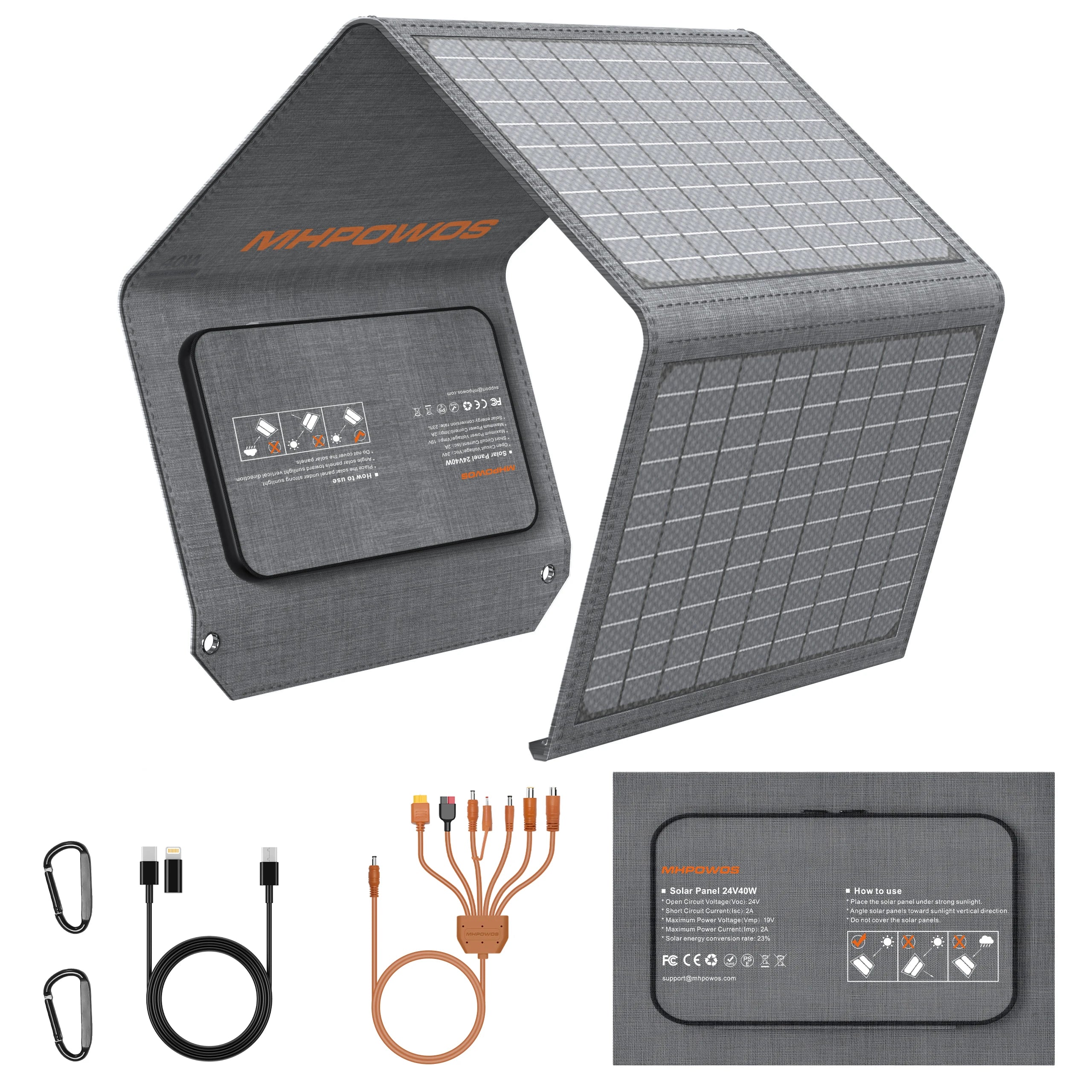 120W 80W 40W Portable Solar Panel 23.5% High Efficiency Foldable Solar Charger for Camping, RV, Emergency Power Supply