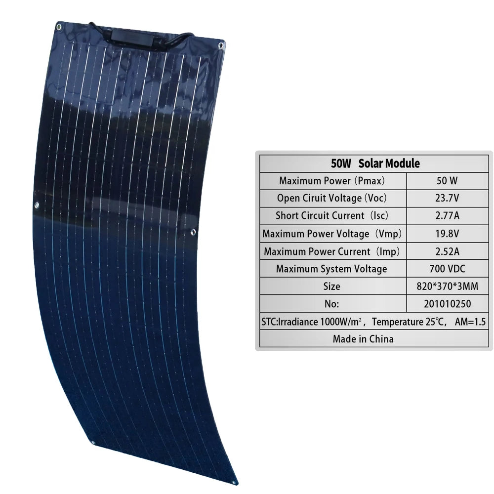 12V 50W, 19.8V 100W Flexible Photovoltaic Solar Panels, Battery Charger For Car, Boat, Camper, Campsite