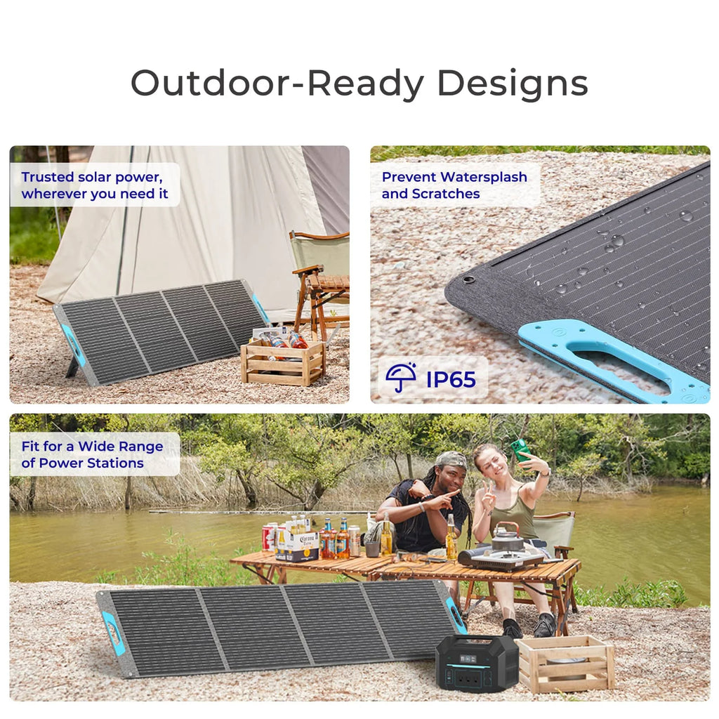 200W Portable Solar Panel, IP65 Waterproof Foldable Solar Panel Power Backup, Solar Charger for Power Station RV Camping
