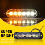 8Pcs Amber White 6LED  Emergency Beacon And Warning Hazard Flash Strobe Light 12V-24V For Use as Camping LED Lamp