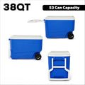 Wheelie Cool 38 QT Hard Sided Cooler with Wheels, Blue