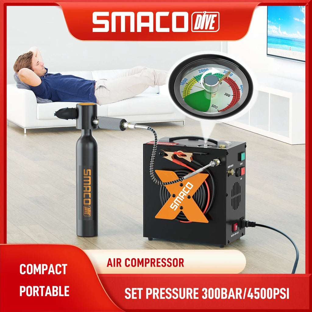 Portable High Pressure Air Compressor 4500psi/30mpa For Scuba Tank Hpa Pump Oil Free. 12v Dc Or 220v Ac