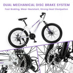 Mountain Bike 24 26 Inch Wheels, 21-Speed Disc Brake, Female Bicycles, 15" Steel Frame Front Fork Suspension
