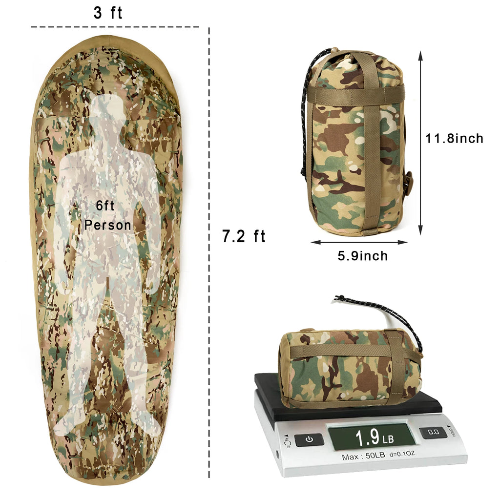 Bivy Cover Sack FBivy Cover Sack or Military Modular Sleeping System, Waterproof Outer Shell For Sleeping Bag, Minimalist Stealth Shelter