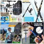 Fishing Backpack With Fishing Rod, Reel &Tackle Boxes, Waterproof Sling Bag