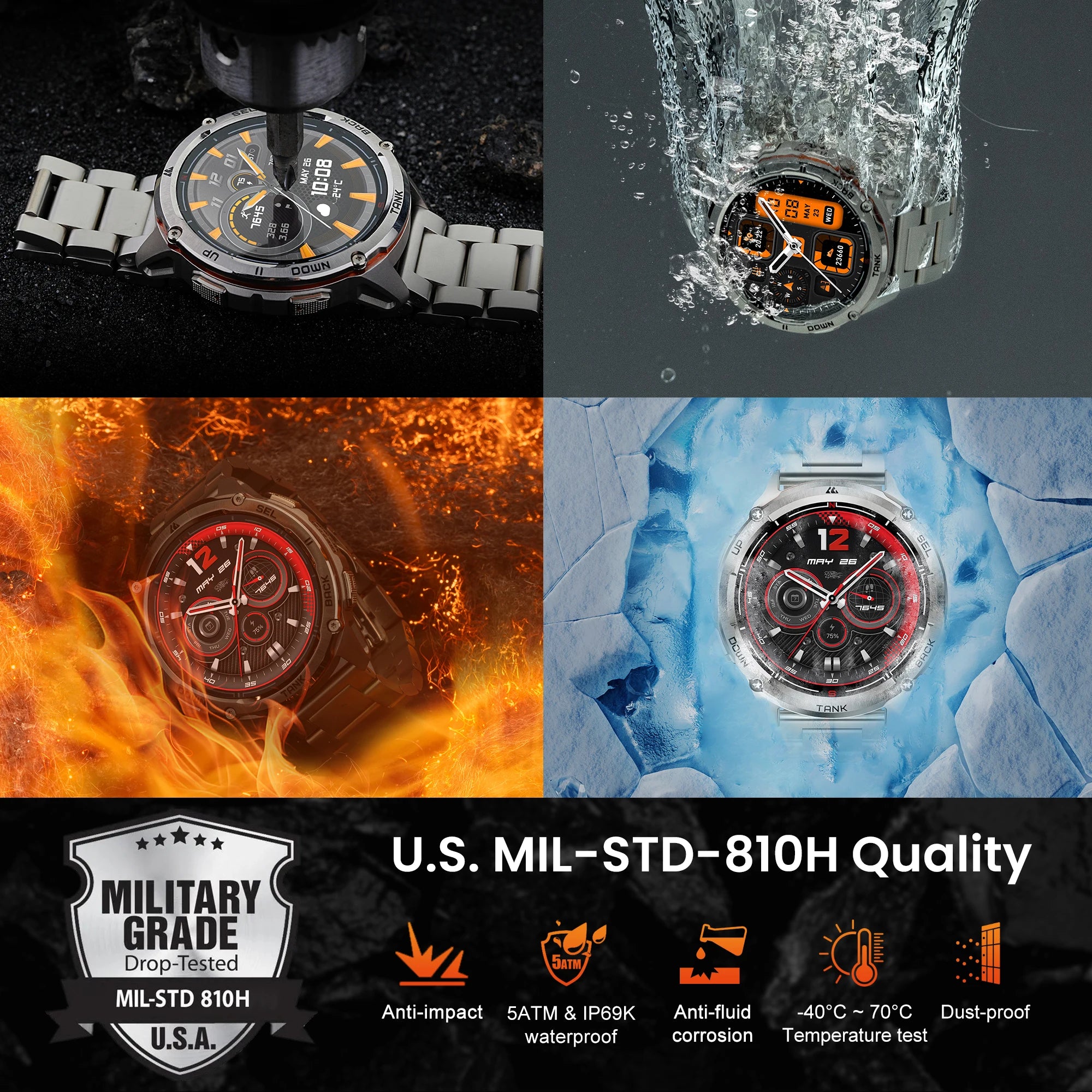 Ultra 2 GPS Smart Watches Men Compass Altimeter Barometric 5ATM IP69K Waterproof AMOLED Bluetooth Call Mens Watch