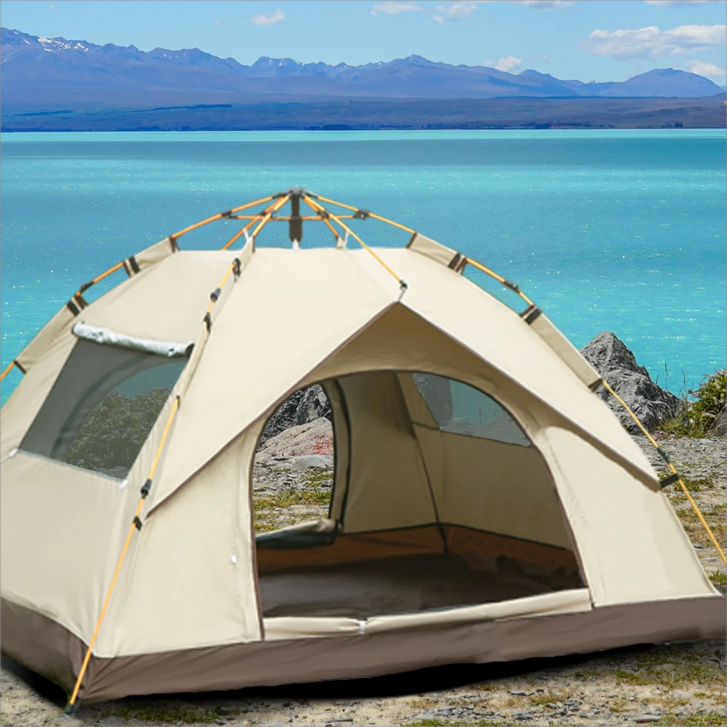 Outdoor Shelter & Sunshade, Reactive Camping Tent with Two Doors and Two Windows